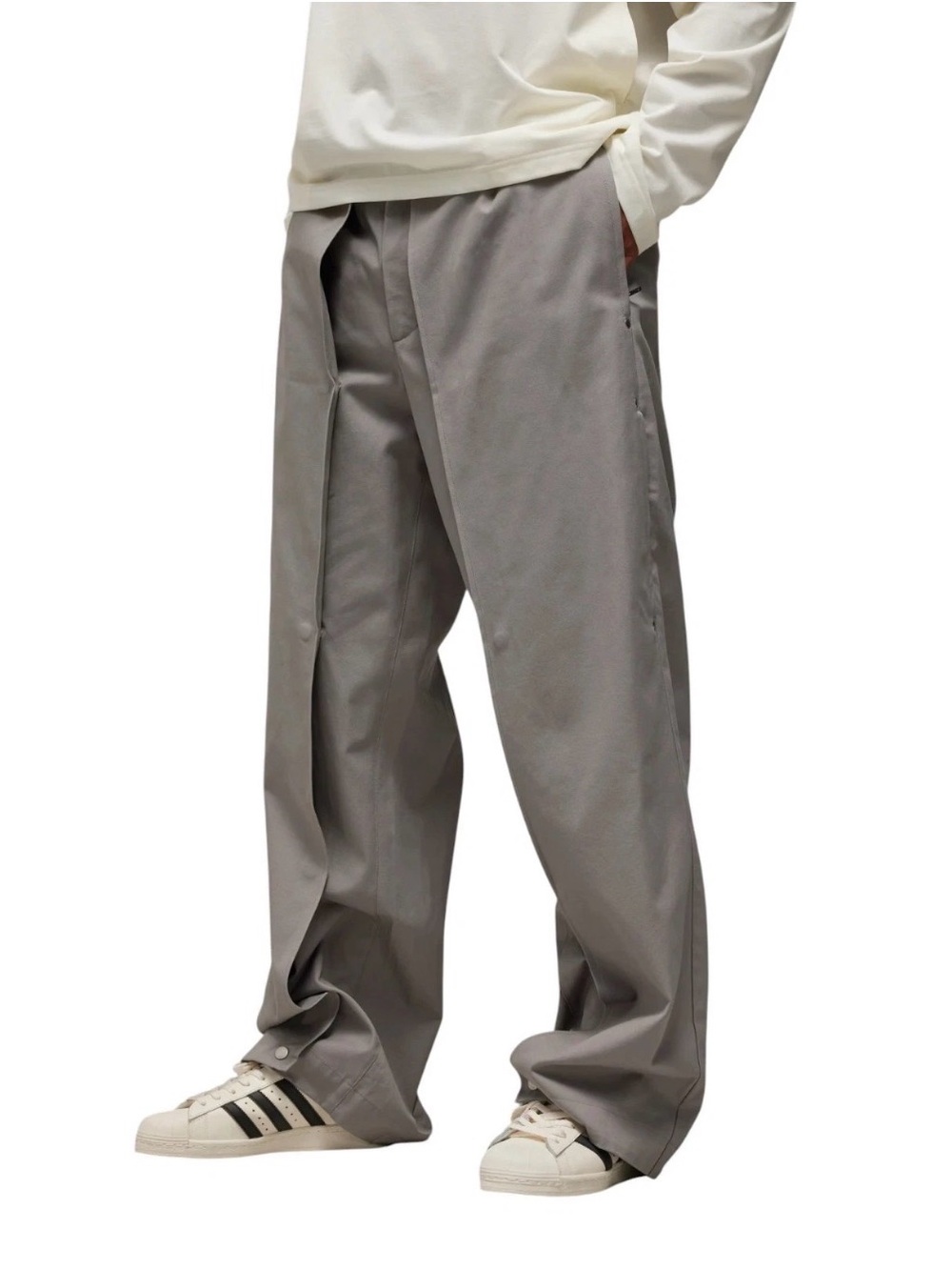 Y-3 adidas × Yohji Yamamoto Workwear Buttoned Grey Pants IV7744 Men's Small NWT